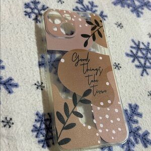 For iPhone 14 Floral Clear Phone Case with Inspirational Quote